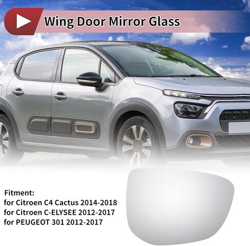 Motoforti 1 Pc Right Side Wing Mirror Glass Single Curvature for Citroen C4 Cactus 2014-2018 in Saudi Arabia