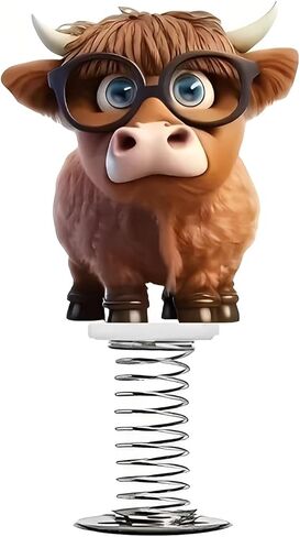 Acrylic Car Accessories and Home Decoration Creative Shaking Spring Highland Cow Design, Suitable for Car, Home Furnishings, Desk and Bicycle, Ideal Christmas Gift for Friends & Family in Saudi Arabia