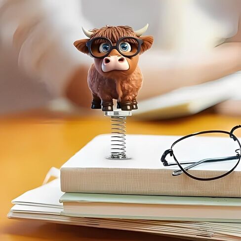 Acrylic Car Accessories and Home Decoration Creative Shaking Spring Highland Cow Design, Suitable for Car, Home Furnishings, Desk and Bicycle, Ideal Christmas Gift for Friends & Family in Saudi Arabia