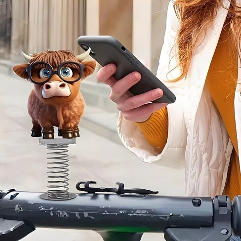 Acrylic Car Accessories and Home Decoration Creative Shaking Spring Highland Cow Design, Suitable for Car, Home Furnishings, Desk and Bicycle, Ideal Christmas Gift for Friends & Family in Saudi Arabia