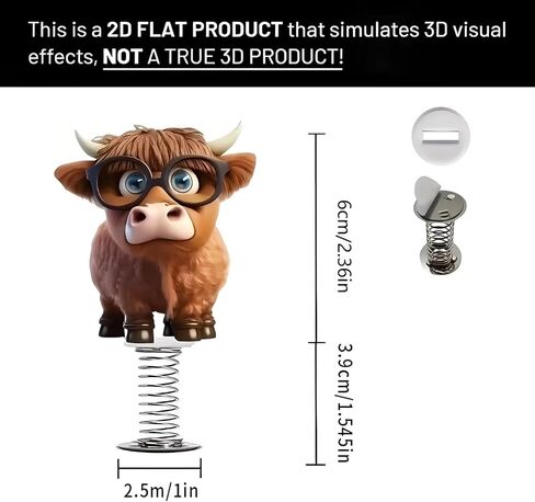 Acrylic Car Accessories and Home Decoration Creative Shaking Spring Highland Cow Design, Suitable for Car, Home Furnishings, Desk and Bicycle, Ideal Christmas Gift for Friends & Family in Saudi Arabia