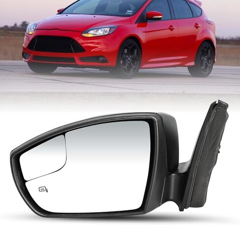 مرآة الرؤية الخلفية SOCKIR متوافقة مع Ford Focus 2015-2018 مرآة جانبية للسائق والراكب الأيسر مع ضبط كهربائي لإشارة الانعطاف الساخنة ومستشعر درجة الحرارة، أسود لامع in Kuwait