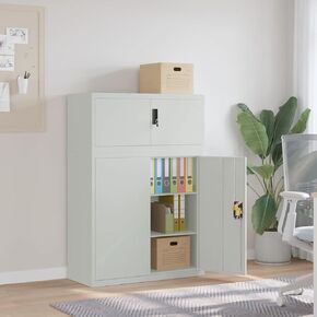 Light Grey Powder-Coated Steel Large File Cabinet with Adjustable Shelves and Secure Locking System for Organized Storage in Office or Home Workspace, Durable Metal Furniture in Saudi Arabia