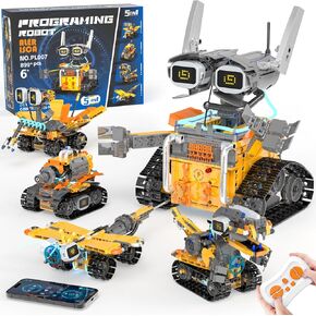 5in1 STEM Robot Building Kits for Kids 6-12, App & Remote Control STEM Dinosaur Tank Robot Building Toys for Kids, 899Pcs DIY Science Building Sets, Erector Sets for Boys Girls Birthday Xmas Gifts in Saudi Arabia