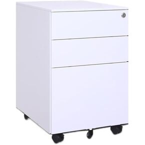 File Cabinet/Printer Stand Steel Movable Cabinet Small Push Under Desk Storage Three Drawers with Wheels Filing Cabinet for Home Office(White) in Saudi Arabia