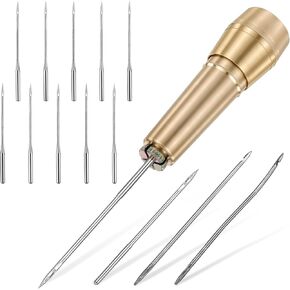 14 قطعة مجموعة إبرة الخياطة الجلدية مع مقبض نحاسي إبرة الخياطة الجلدية القماشية مع 13 إبرة لمجموعة الإبر الحرفية أداة إصلاح الأحذية in Kuwait