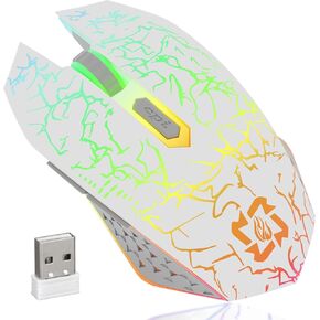 MELOGAGA Wireless Mouse, Mouse Jiggler for Laptop Desktop, 2.4G USB Cordless PC Mice with Mouse Jiggler Mover, Rechargeable Light Up Mouse Undetectable Mouse Mover for Windows, Laptop, Computer in Kuwait