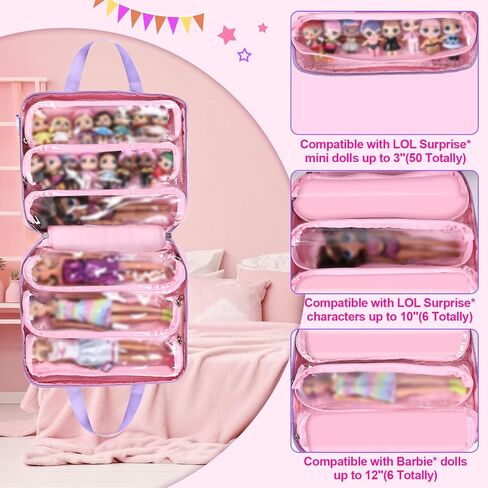 Doll Carrying Bag Compatible with LOL Surprise Dolls, Storage Organizer Compatible with Barbie Dolls 12-Inch, Multiple Pockets for Accessories(Bag only) in Saudi Arabia