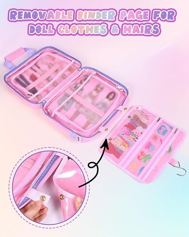 Carrying Case for LOL Surprise Dolls All, Pink Storage Organizer Bag Compatible with Barbie Dolls 12-inch, Portable with Handle & Shoulder Strap for Dolls and Clothes (Bag Only) in Saudi Arabia
