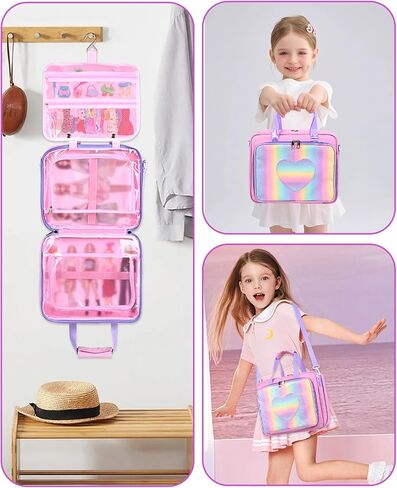 Carrying Case for LOL Surprise Dolls All, Pink Storage Organizer Bag Compatible with Barbie Dolls 12-inch, Portable with Handle & Shoulder Strap for Dolls and Clothes (Bag Only) in Saudi Arabia
