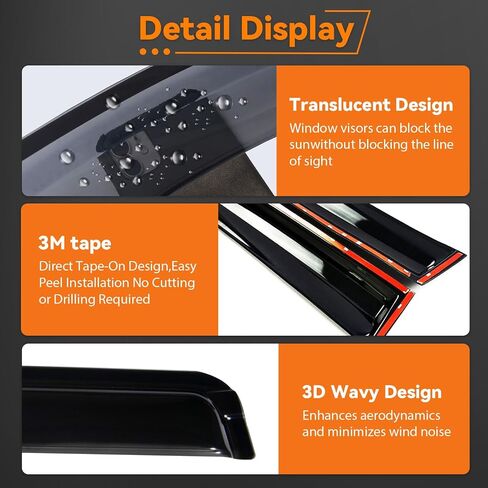 2pcs Out-Channel Smoke Tint Rain Guard compatible with compatible with 1994-2004 Mustang 2-Door Coupe Tape-On Vent Deflector Window Visors Car Accessories 2003 2002 2001 2000 in Saudi Arabia