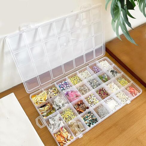 Clear Plastic Storage Box with 28 Compartments, Transparent Organizer Box for Jewelry, Beads, Tools, Craft Supplies, Fishing Tackle in Saudi Arabia