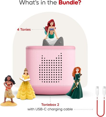 Toniebox 2 Audio Player Disney Princess Bundle for Kids 3+ with Ariel, Moana, Merida, and Belle - Sky Blue in Saudi Arabia