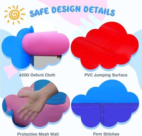 OLAKIDS Inflatable Bounce House, Princess Pink Jumping Castle Kids Candyland with Slide Ball Pit Basketball Rim, Indoor Outdoor Inflatable Obstacle Course with 680W Blower 50PCS Ocean Balls Carry Bag in Saudi Arabia