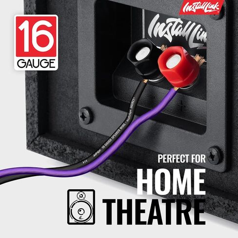 Install Link 16 AWG Gauge Speaker Wire (100 Feet) Car or Home Theater (CCA) | 16/2 Speaker Cable, 2-Conductor, Frosted Red/Black, Easy Strip, Polarity ID, for Car Audio & Home Stereo in Saudi Arabia