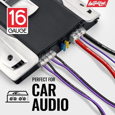 Install Link 16 AWG Gauge Speaker Wire (100 Feet) Car or Home Theater (CCA) | 16/2 Speaker Cable, 2-Conductor, Frosted Red/Black, Easy Strip, Polarity ID, for Car Audio & Home Stereo in Saudi Arabia