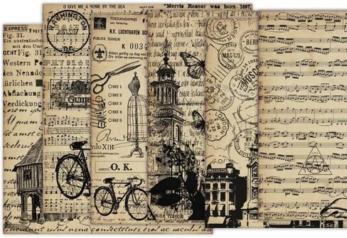 Scrapbook Paper Pad 6x6, Assorted Pattern Decoupage Cardstock , Single-Sided Vintage Scrapbooking DIY Decorative Cardmaking Supplies, 12pcs Junk Journaling Craft in Saudi Arabia