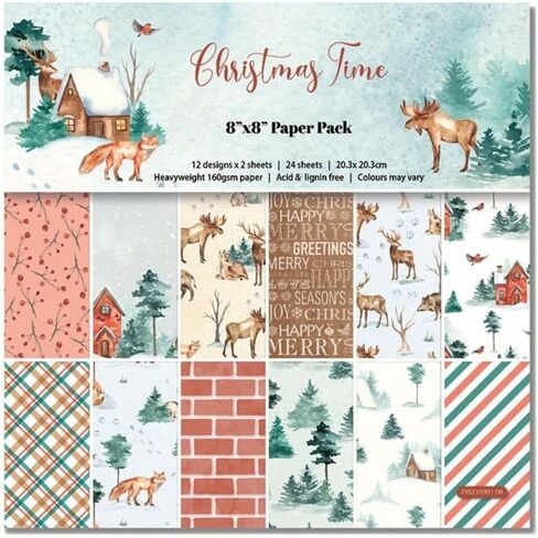 Christmas Time Scrapbooking Paper Pad, 24pcs Junk Journaling Craft Paper, Assorted Pattern Origami Cardstock Paper, Single-Sided Vintage Scrapbooking DIY Decorative Cardmaking in Saudi Arabia