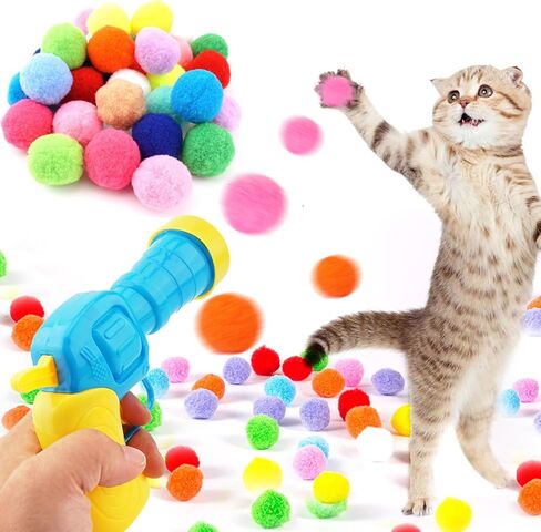 Cat Toy Gun Launcher，2PCS Cat Ball Launcher +106 Pcs Cat Toy Balls, Cat Fetch Toy Gun Shooter, Kitten Toys for Indoor, Plush Ball Shoot Gun for Kitty in Saudi Arabia