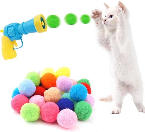Cat Toy Gun Launcher，2PCS Cat Ball Launcher +106 Pcs Cat Toy Balls, Cat Fetch Toy Gun Shooter, Kitten Toys for Indoor, Plush Ball Shoot Gun for Kitty in Saudi Arabia