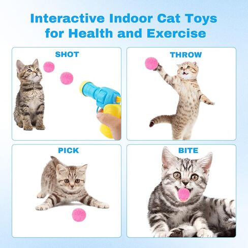 Cat Toy Gun Launcher，2PCS Cat Ball Launcher +106 Pcs Cat Toy Balls, Cat Fetch Toy Gun Shooter, Kitten Toys for Indoor, Plush Ball Shoot Gun for Kitty in Saudi Arabia