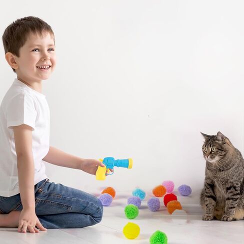 Cat Toy Gun Launcher，2PCS Cat Ball Launcher +106 Pcs Cat Toy Balls, Cat Fetch Toy Gun Shooter, Kitten Toys for Indoor, Plush Ball Shoot Gun for Kitty in Saudi Arabia