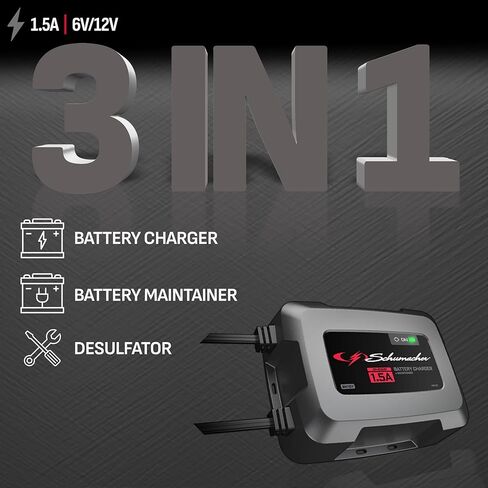 Schumacher SC1587 1.5A 6V/12V On-Board Battery Charger and Maintainer – Fully Automatic – Mounts Under Hood in Kuwait