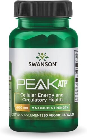 Swanson Maximum Strength Peak ATP-Natural Supplement Promoting Cellular Energy Support-Supports Physical Performance and Promotes Healthy Blood Flow Support-(30 Veggie Capsules, 400mg Each) 1 Pack in Saudi Arabia