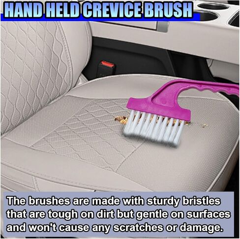 2PCS Car Crevice Cleaning Brush, Window Cleaner Tool, Plastic Detailing Brush with Ergonomic Handle, Hard Bristle Window Track Cleaner, Car Cleaning Tools for Home, Bathroom (Blue/Rose Red) in Saudi Arabia