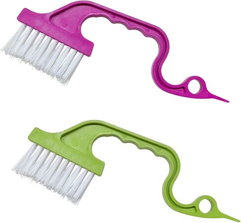 2PCS Car Crevice Cleaning Brush, Window Cleaner Tool, Plastic Detailing Brush with Ergonomic Handle, Hard Bristle Window Track Cleaner, Car Cleaning Tools for Home, Bathroom (Blue/Rose Red) in Saudi Arabia