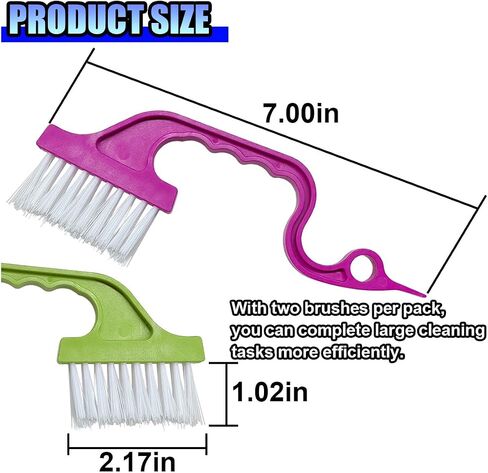 2PCS Car Crevice Cleaning Brush, Window Cleaner Tool, Plastic Detailing Brush with Ergonomic Handle, Hard Bristle Window Track Cleaner, Car Cleaning Tools for Home, Bathroom (Blue/Rose Red) in Saudi Arabia