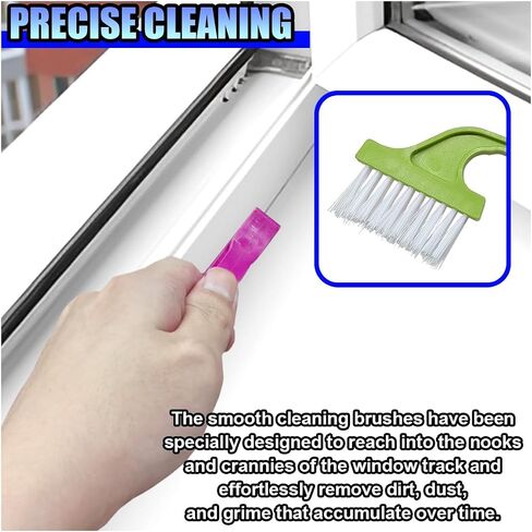 2PCS Car Crevice Cleaning Brush, Window Cleaner Tool, Plastic Detailing Brush with Ergonomic Handle, Hard Bristle Window Track Cleaner, Car Cleaning Tools for Home, Bathroom (Blue/Rose Red) in Saudi Arabia