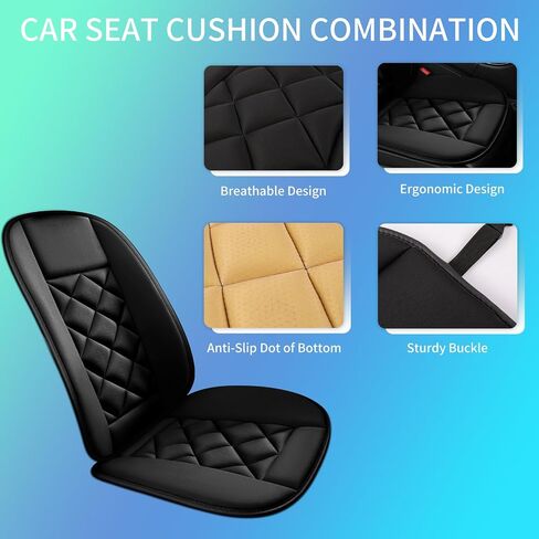 Chezope Car Seat Cushion with Back Support Pillow, Car Seat Cushion for Long Driving, Breathable Car Seat Protector, 1.2'' Thick Memory Foam Design for Pain Relief, Seat Pad for Car SUV Truck (Black) in Saudi Arabia