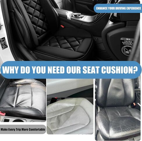 Chezope Car Seat Cushion with Back Support Pillow, Car Seat Cushion for Long Driving, Breathable Car Seat Protector, 1.2'' Thick Memory Foam Design for Pain Relief, Seat Pad for Car SUV Truck (Black) in Saudi Arabia