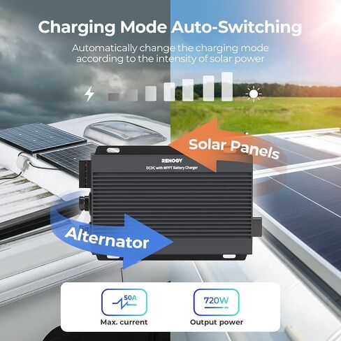 DC to DC Charger with MPPT 12V/24V 50A 720W IP67 Waterproof Auto-Voltage Buck/Boost Charging for Lithium AGM Gel Batteries in RV Marine Off-Road in Kuwait