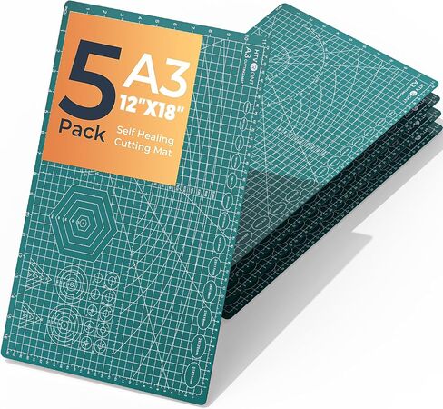 HTVRONT 5 Packs Self Healing Cutting Mat- 12" x 18" Double-Sided Cutting Mats for Crafts, A3 High-Density Sewing Mat with Grid for Fabric Quilting Modeling Hobby Scrapbooking Project in Saudi Arabia