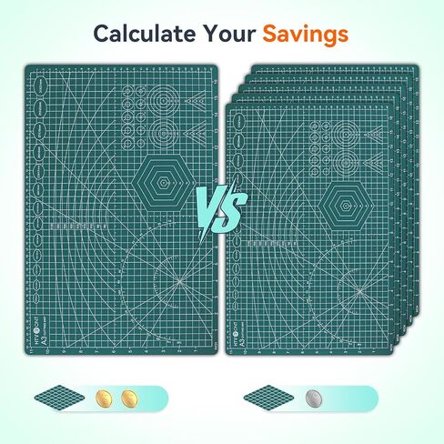 HTVRONT 5 Packs Self Healing Cutting Mat- 12" x 18" Double-Sided Cutting Mats for Crafts, A3 High-Density Sewing Mat with Grid for Fabric Quilting Modeling Hobby Scrapbooking Project in Saudi Arabia