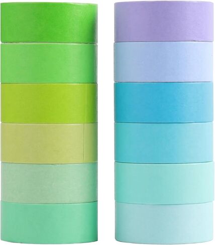 24 Rolls Washi Sticker Set, Solid Color Stickers Decorative for Arts DIY Crafts Journal Supplies Scrapbook Card Gift Wrapping in Saudi Arabia
