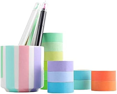 24 Rolls Washi Sticker Set, Solid Color Stickers Decorative for Arts DIY Crafts Journal Supplies Scrapbook Card Gift Wrapping in Saudi Arabia