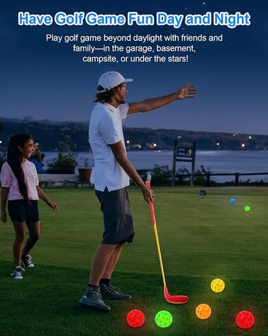 hotwind 6 حزمة يتوهج في الظلام الفناء الخلفي كرات الغولف 3 "كرات التدريب البديلة مع حقيبة التخزين متعة ليلة الغولف هدية للرجال النساء الأسرة في الهواء الطلق الطرف اللعب in Kuwait