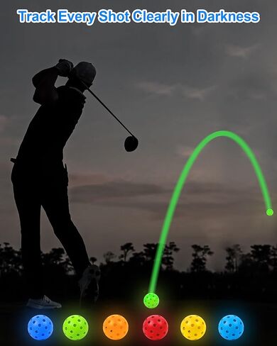 hotwind 6 حزمة يتوهج في الظلام الفناء الخلفي كرات الغولف 3 "كرات التدريب البديلة مع حقيبة التخزين متعة ليلة الغولف هدية للرجال النساء الأسرة في الهواء الطلق الطرف اللعب in Kuwait