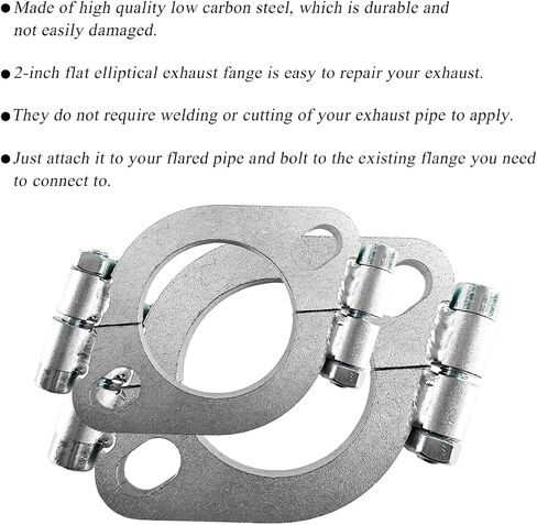 2 PCS Split Flange Repair Kit, 2.5" Durable Carbon Steel Exhaust Flange Flat Split Flanges Repair Replacement Kit, Exhaust Flat Oval Flanges Connection Set with Hexagon Socket Bolts (2.5 Inch) in Saudi Arabia