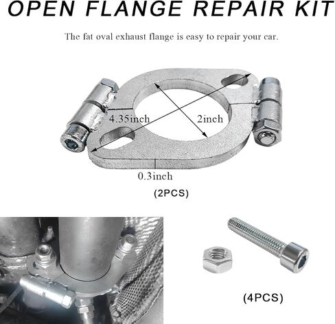 2 PCS Split Flange Repair Kit, 2.5" Durable Carbon Steel Exhaust Flange Flat Split Flanges Repair Replacement Kit, Exhaust Flat Oval Flanges Connection Set with Hexagon Socket Bolts (2.5 Inch) in Saudi Arabia