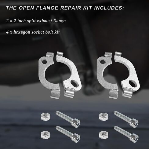 2 PCS Split Flange Repair Kit, 2.5" Durable Carbon Steel Exhaust Flange Flat Split Flanges Repair Replacement Kit, Exhaust Flat Oval Flanges Connection Set with Hexagon Socket Bolts (2.5 Inch) in Saudi Arabia