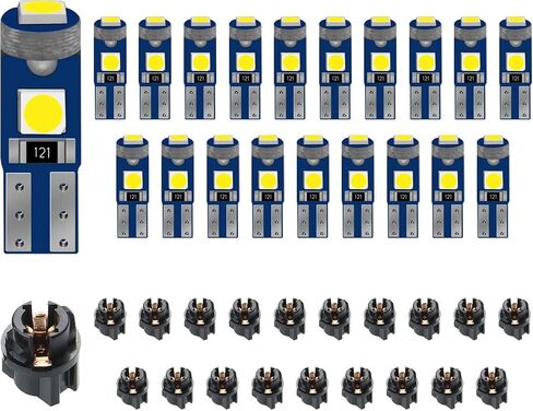 74 T5 LED لمبة Dash Cluster Lights، 20PCS T5 37 74 لمبات مجموعة الأدوات LED لمبات إضاءة لوحة القيادة مع PC74 PC37 طقم مقبس قفل إسفين لمصباح مؤشر تغيير لوحة القياس (وردي) in Kuwait
