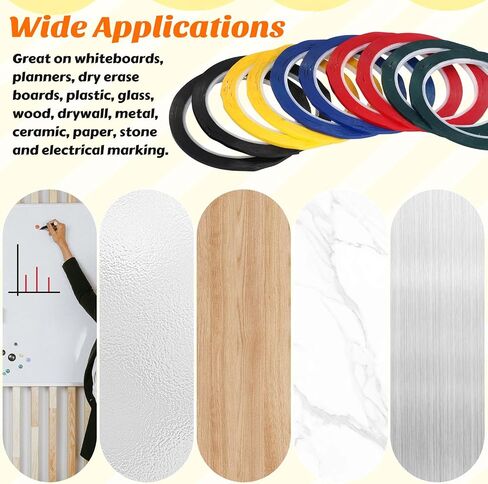 BESPORTBLE 10pcs Desktop Positioning Tape, Whiteboard Warning Tape, Seamless Warning Segment for Office Use, Assorted Colors, 3mm X 164ft (Each 2pcs Black Blue Green Yellow Red) in Saudi Arabia