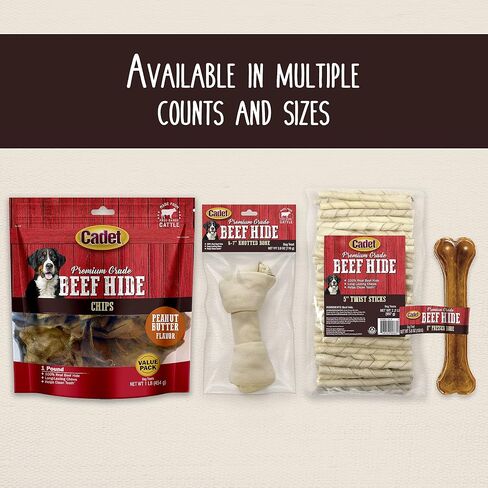 Cadet Beef Hide Knotted Dog Chews Individually Wrapped 13-14" in Saudi Arabia