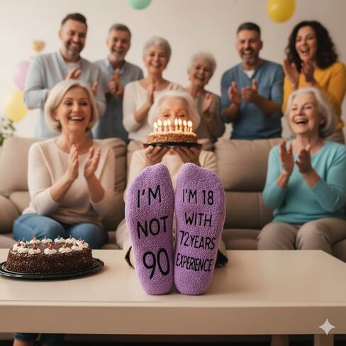 HAPPYPOP 90th Birthday Gifts for Women - Novelty Socks for 90 Year Olds, 90 Year Old Birthday Gifts Ideas in Saudi Arabia