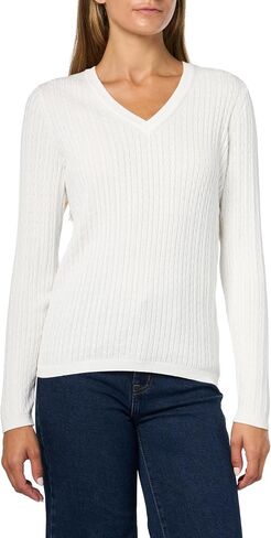 Nautica Womens Long Sleeve Cable V-Neck Sweater in Saudi Arabia