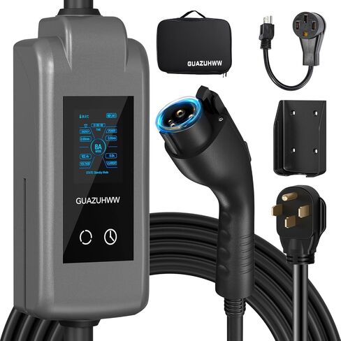 Level 2 EV Charger, 8X Faster Charging, Portable & IP66 Waterproof, NEMA 14-50 Plug for Home Garage & Outdoor Camping, Compatible with J1772 EVs (Tesla with Adapter) (40, Amps) in Saudi Arabia